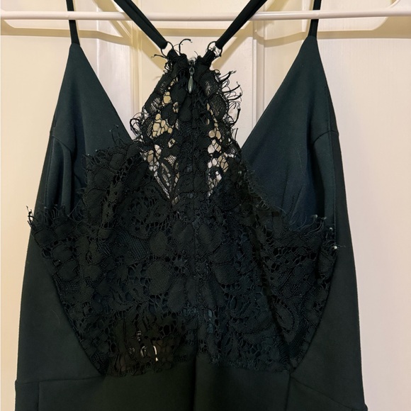 Lulu's Deep Green Lace Trim Midi Dress - Picture 4 of 10